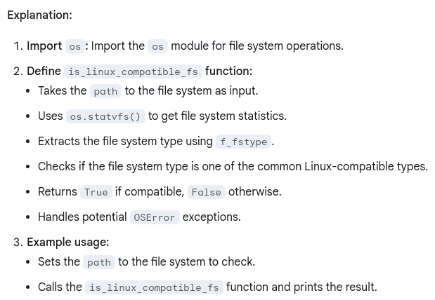 The explanation of the Gemini reply about the Python code snippet it supplied.