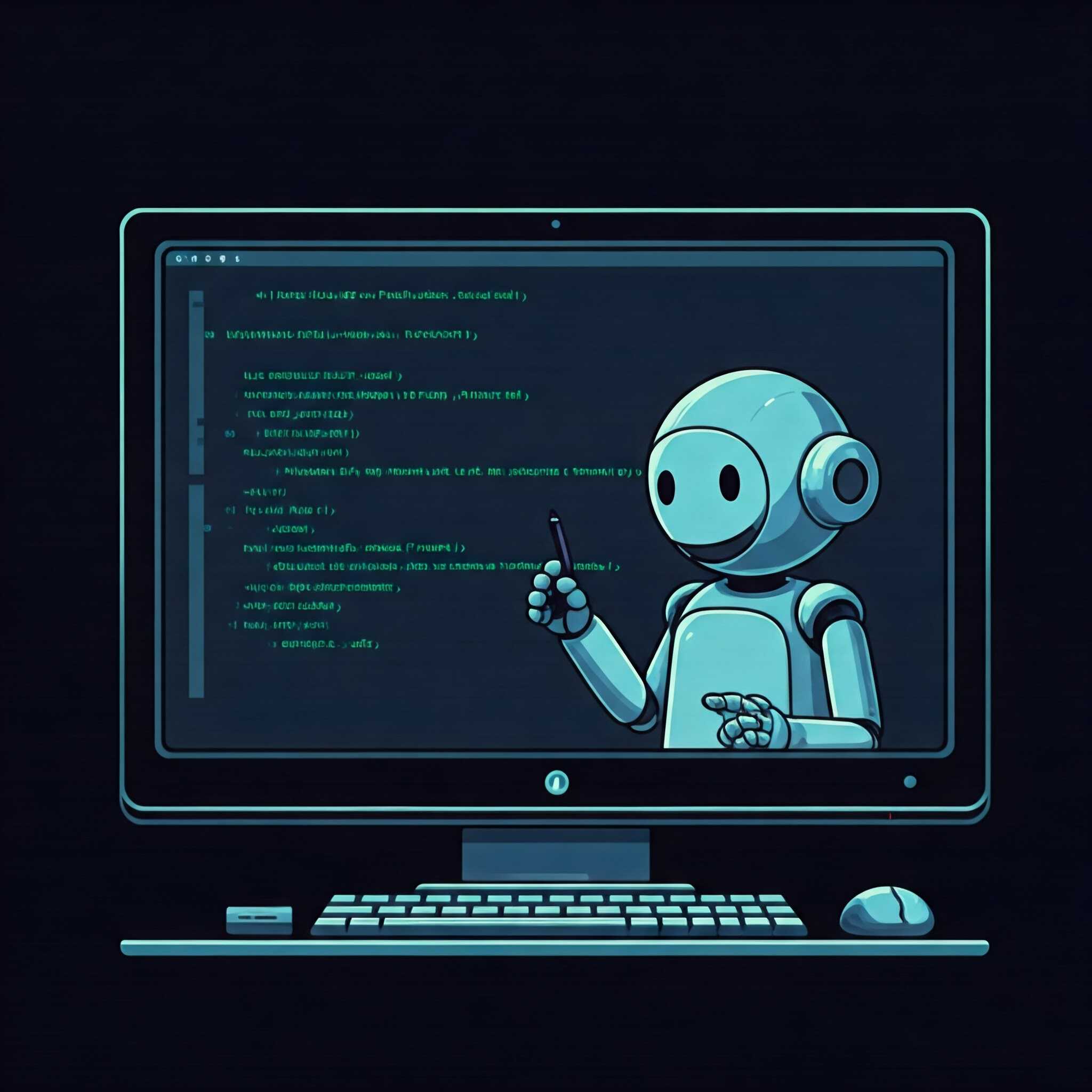 An AI chatbot writing code on a computer screen.